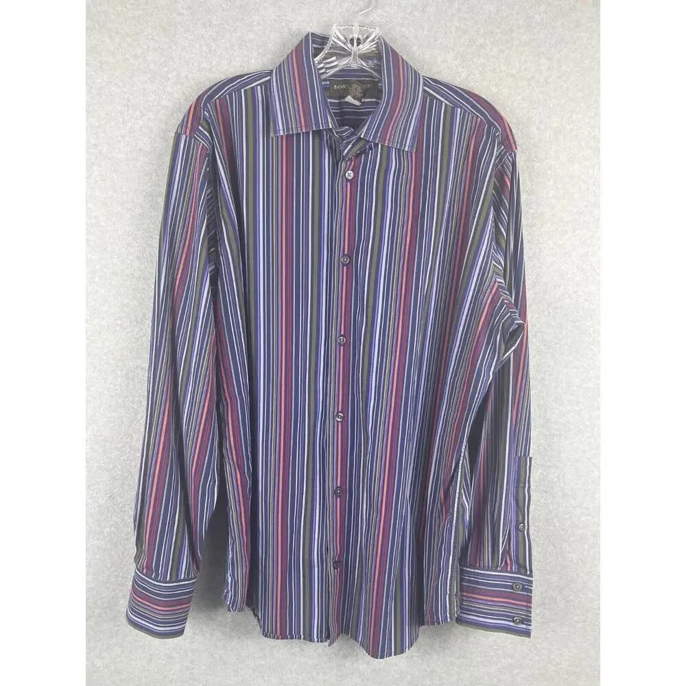 Banana Republic Shirt Men's Size Large Blue‎ Striped